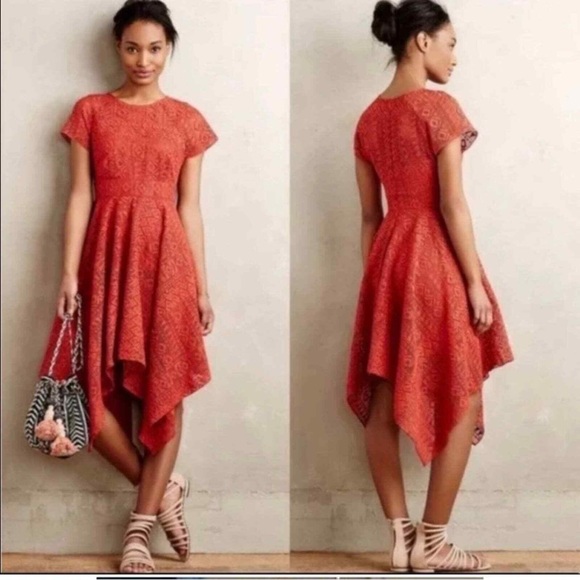 Anthropologie Dresses & Skirts - Anthropologie handkerchief style geometric lace dress. EUC. Size 4